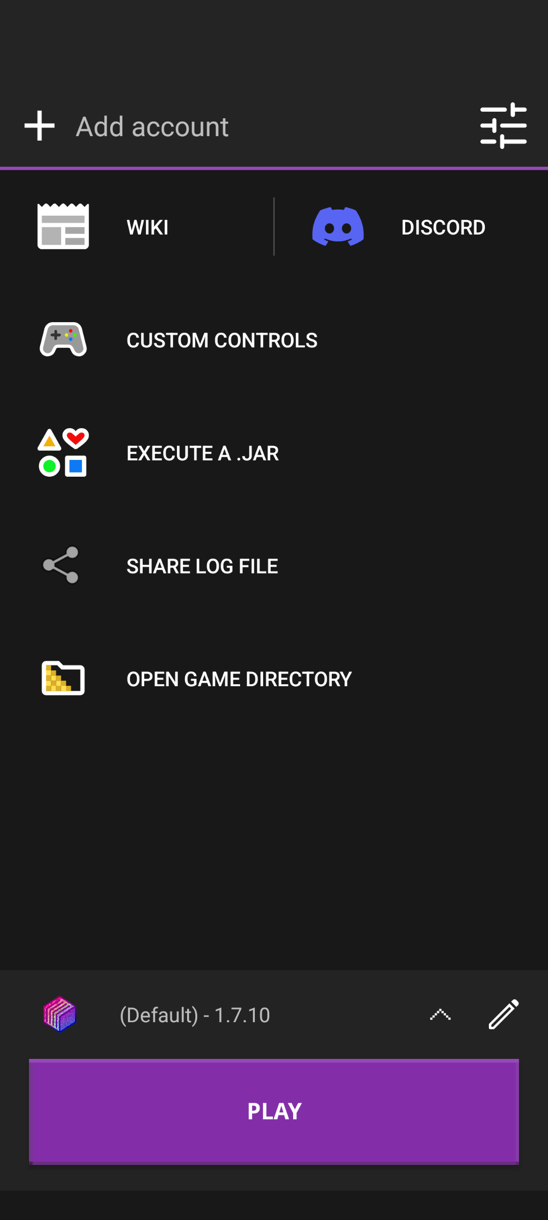Screenshot of the Amethyst launcher on Android